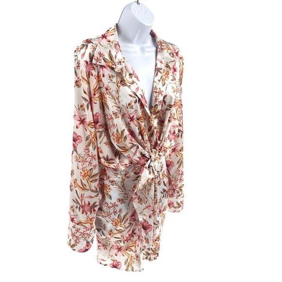 Runaway The Label | NEW Ruby Alani Front Tie Mini Dress in White Floral Size XL - Picture 5 of 13